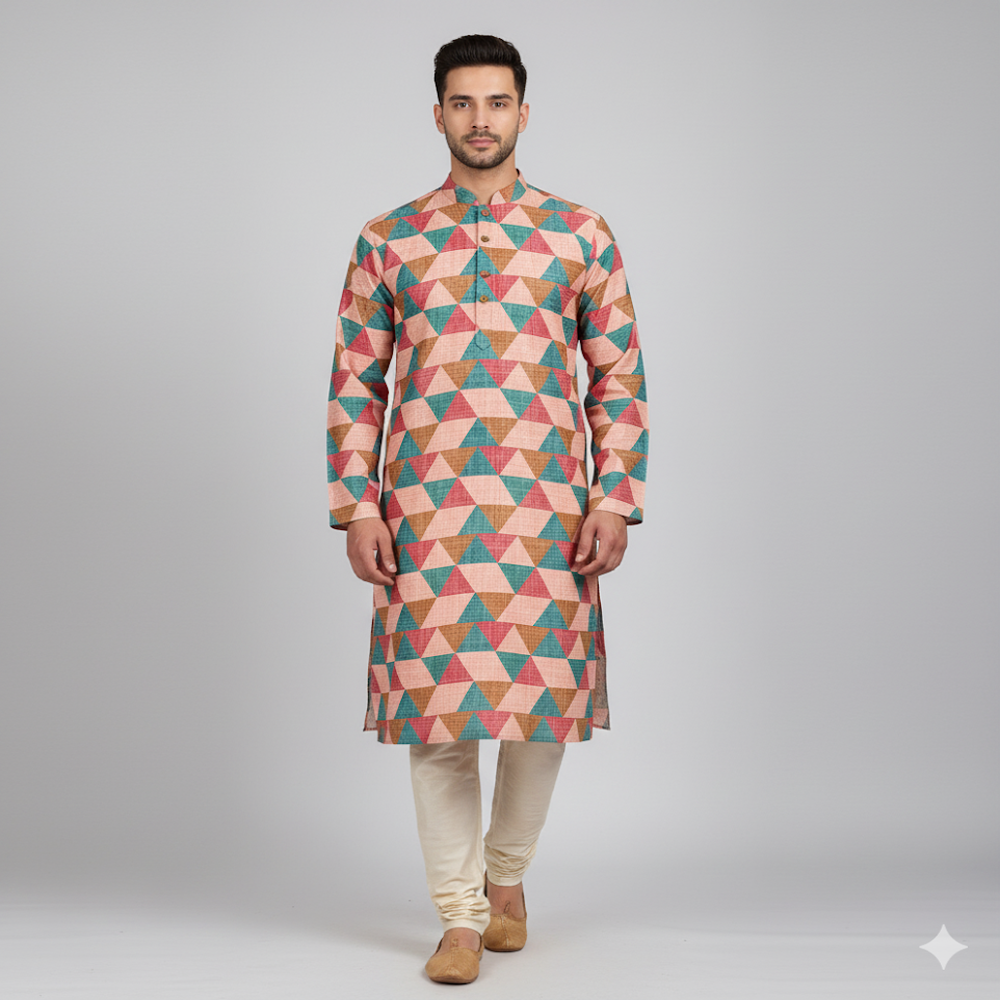  Geometric Triangle Tessellation Print Fabric