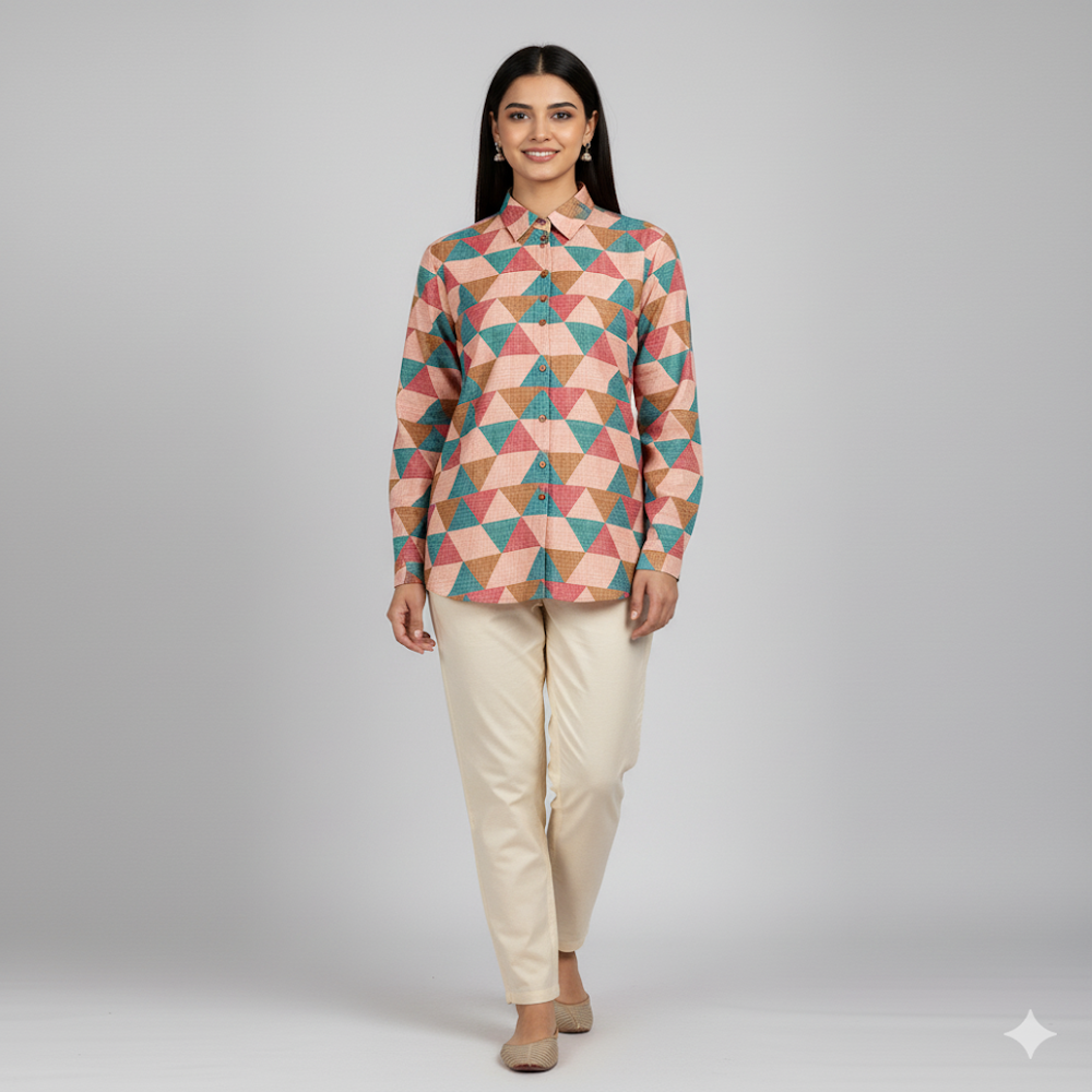  Geometric Triangle Tessellation Print Fabric