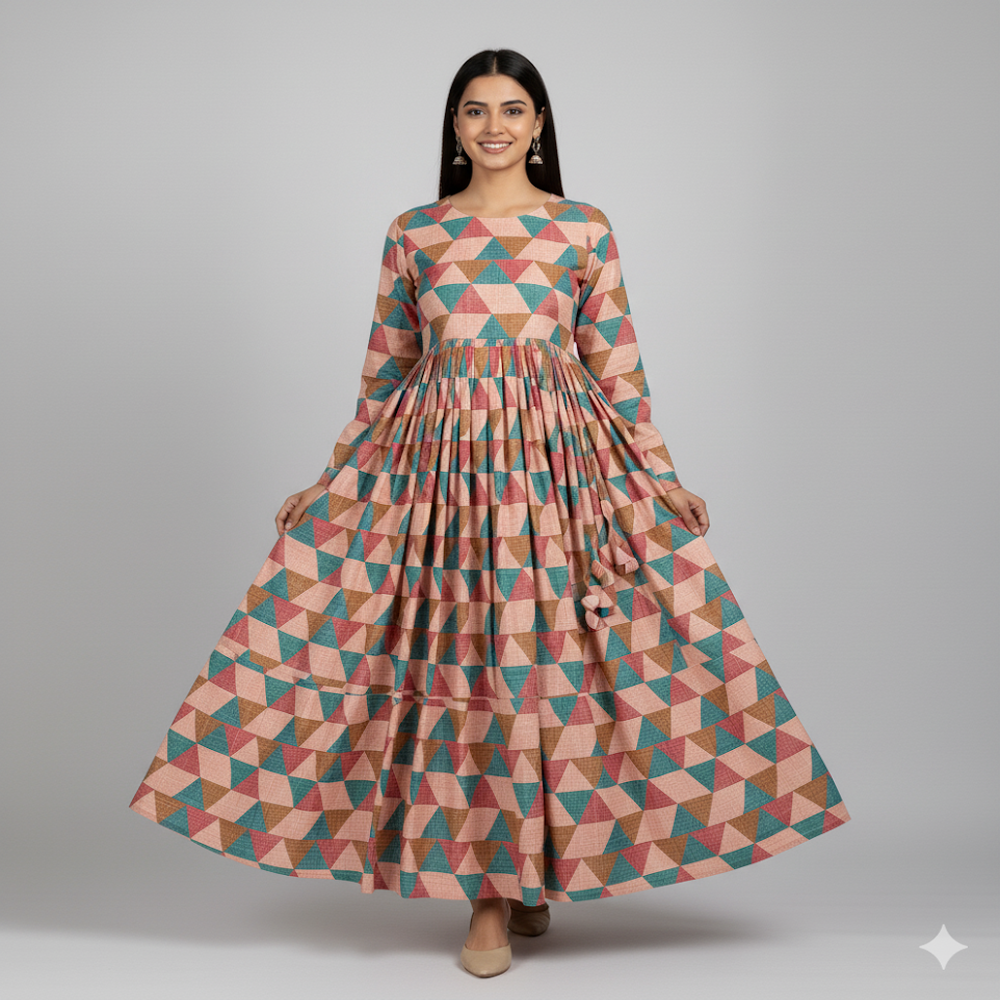  Geometric Triangle Tessellation Print Fabric