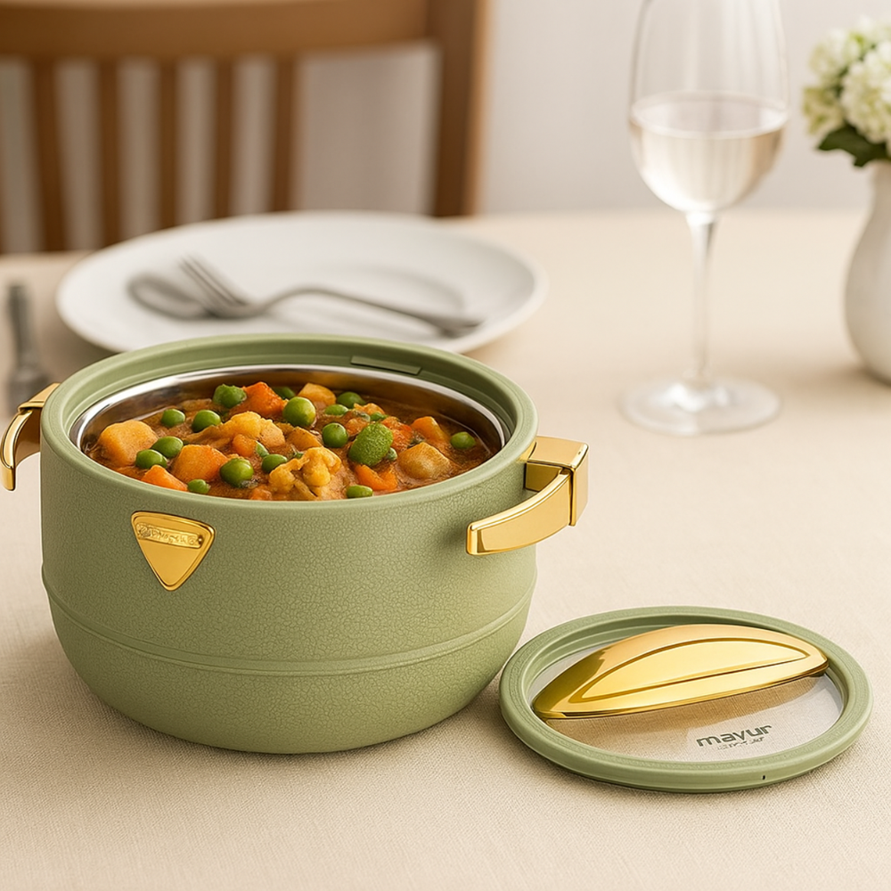 MAYUR LUXURY LEATHER GLASS CAASEROLE SET