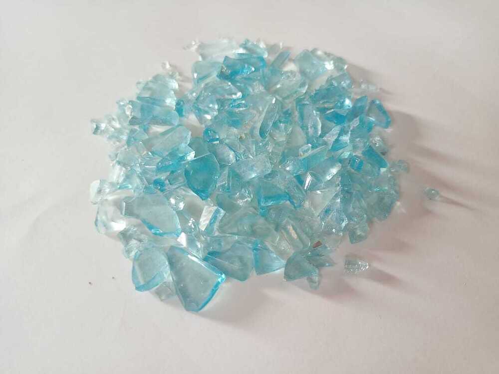 Aquatic blue natural color glass chips and premium slab and tiles manufacturing used culet chips