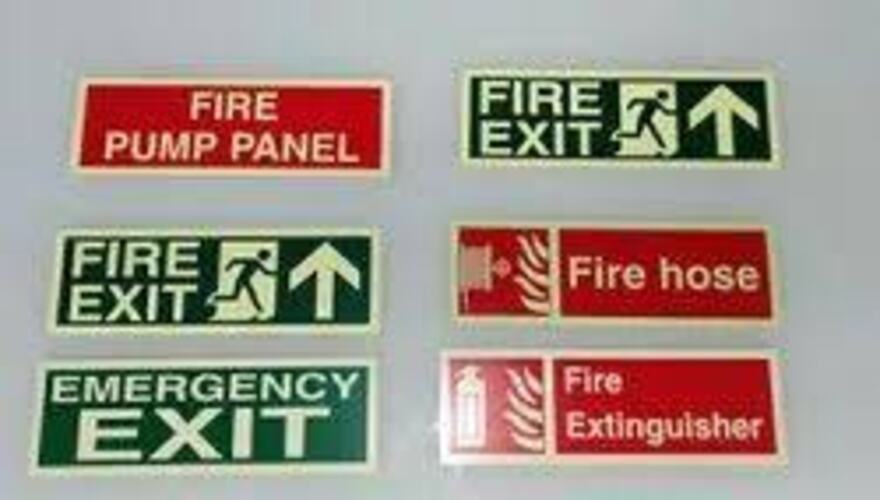 Auto Glow Signages - Aluminium | Different Sizes, Black And Green Color, Glow In Low-light Conditions, Photoluminescent Safety Signs