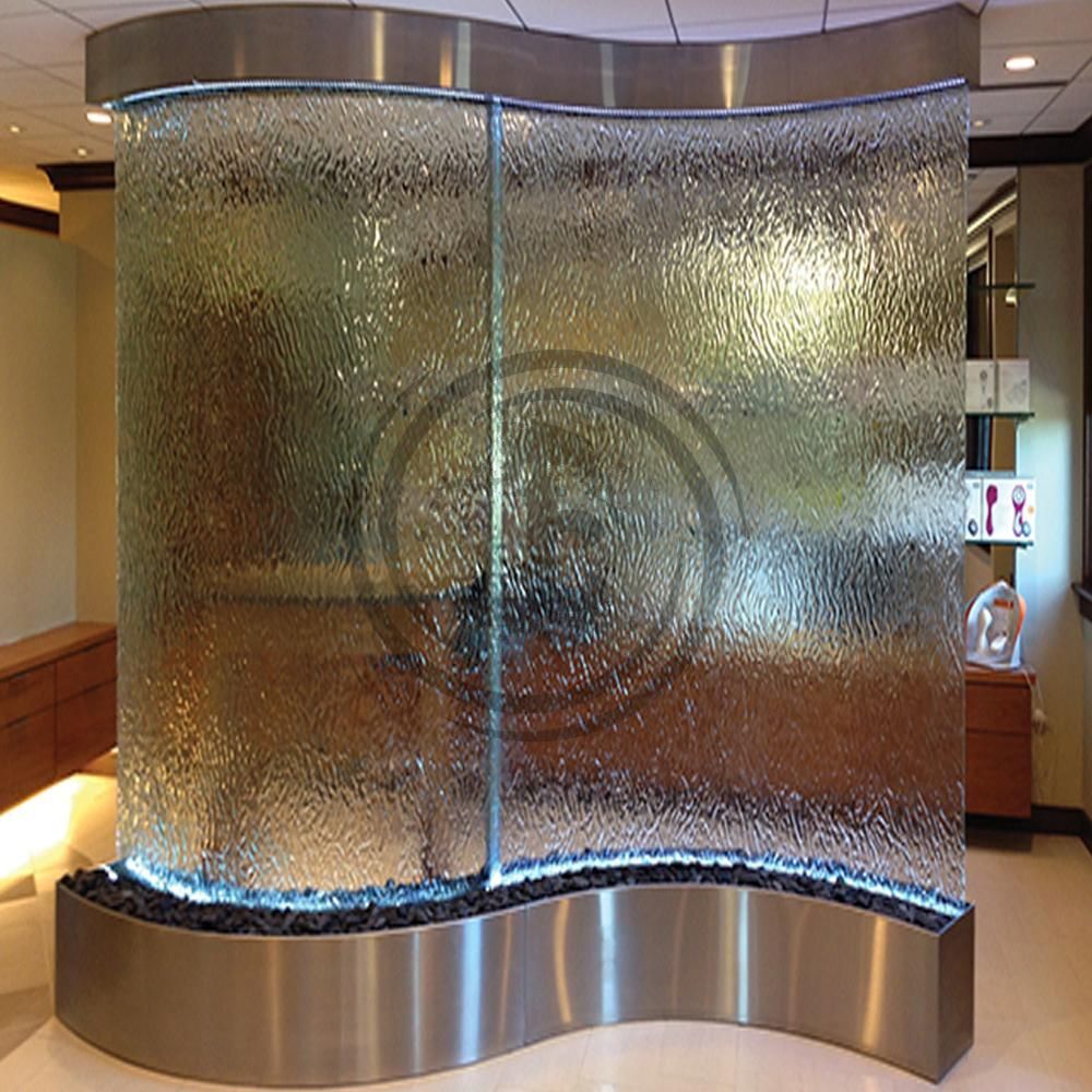 Wall Fountains - Glass, 4-8 Feet Height, 16" Width | Indoor Wall Decoration, Rgb Color, Ambient Lighting, Stress Reduction