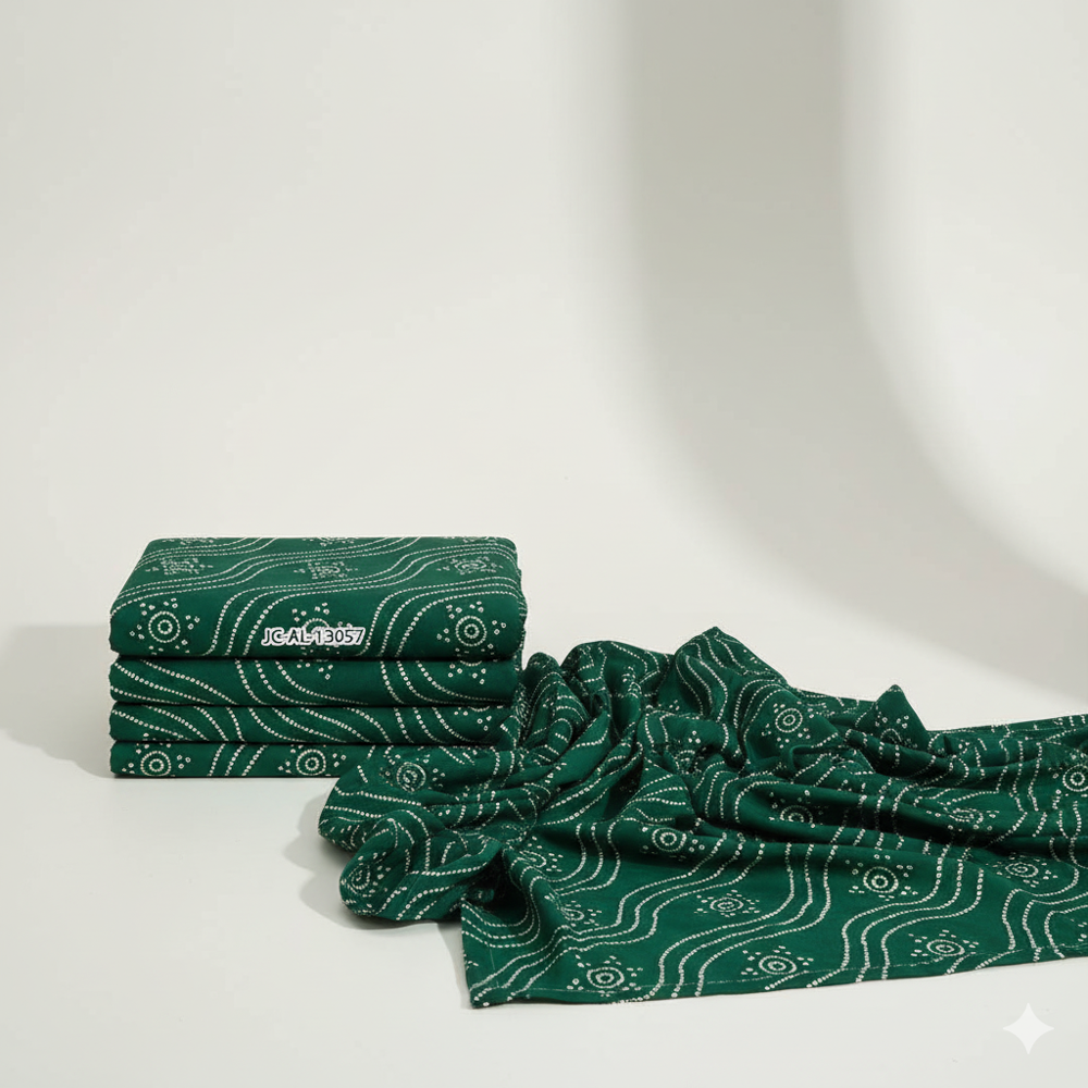 Green & Yellow Bandhani Print Fabric