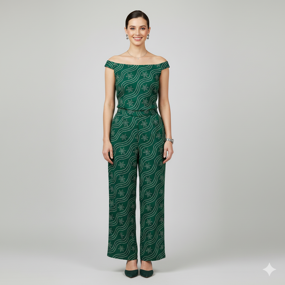  Green & Yellow Bandhani Print Fabric