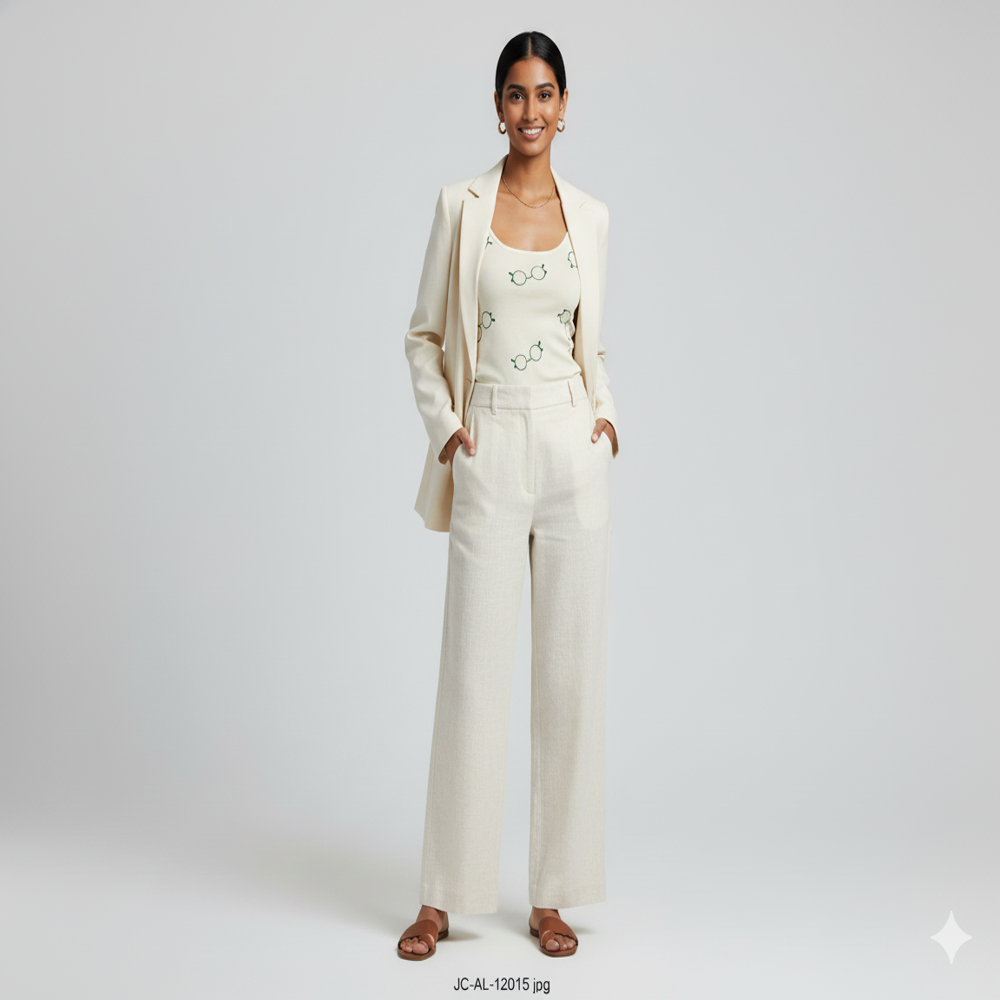 White Fabric with Olive Green Eyeglass Print