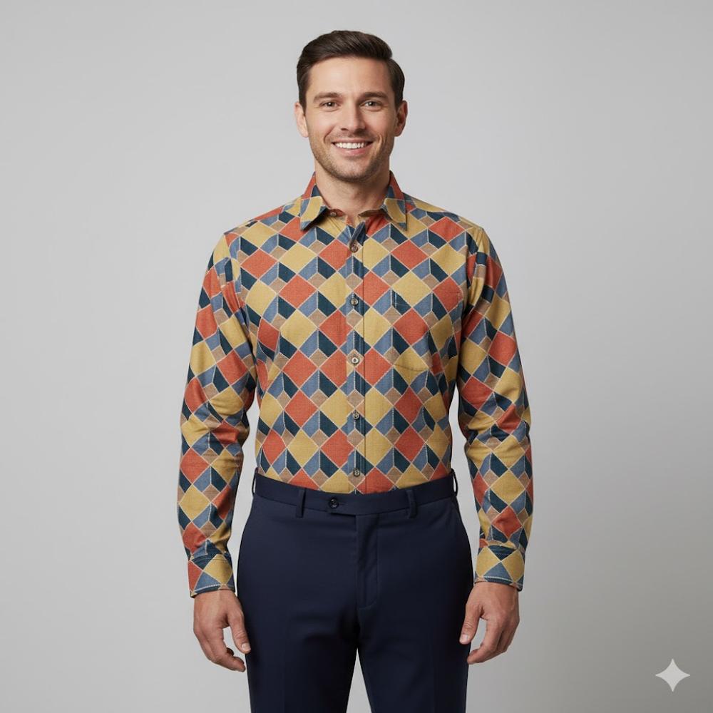 Geometric Patchwork Fabric, Digital Print Fabric - Application: Garment Making