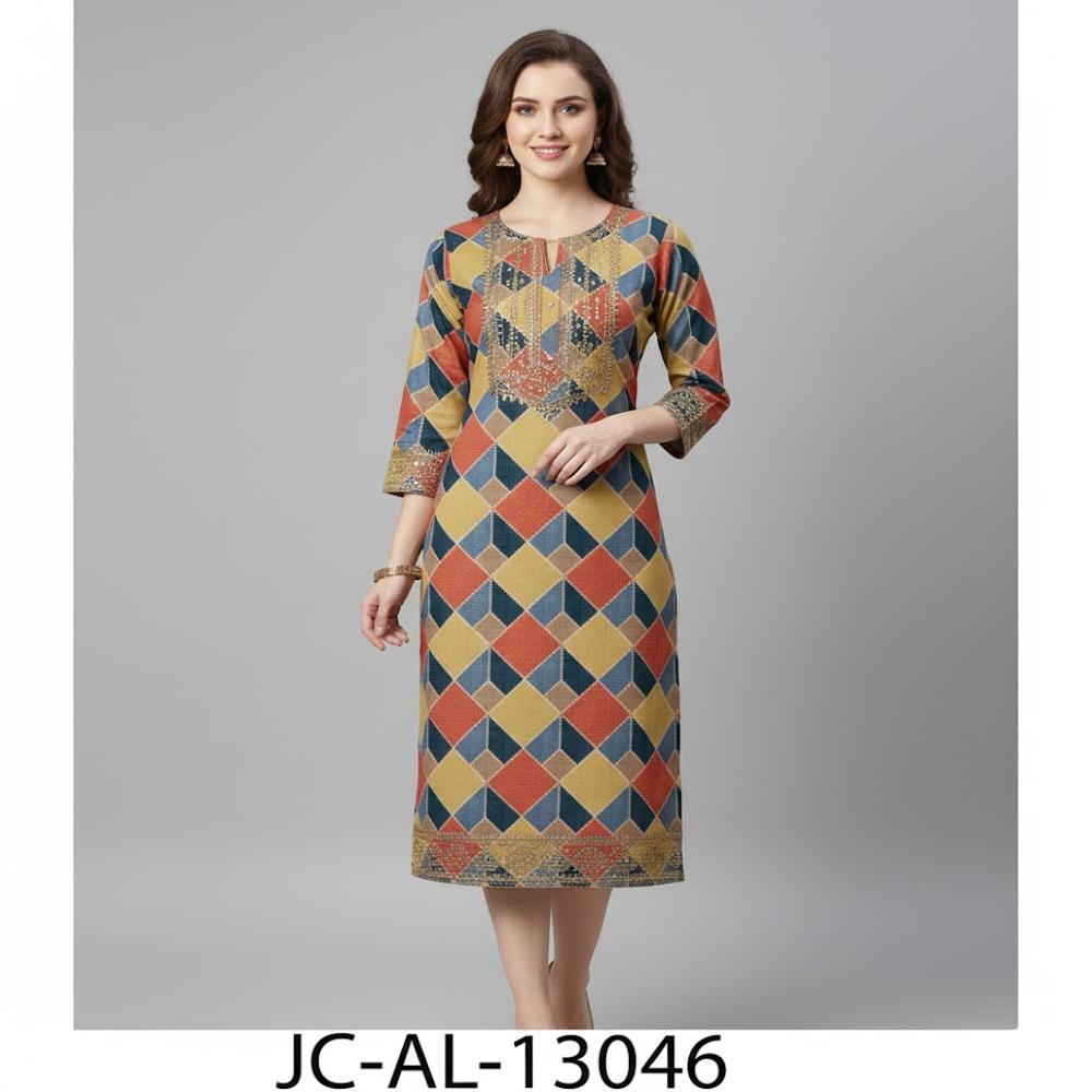 Geometric Patchwork Fabric, Digital Print Fabric - Application: Garment Making