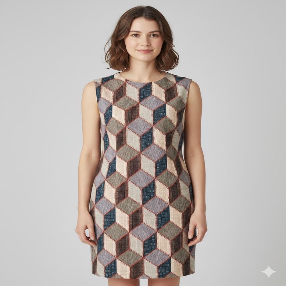 Geometric Cube Design Fabric - Application: Garment Making