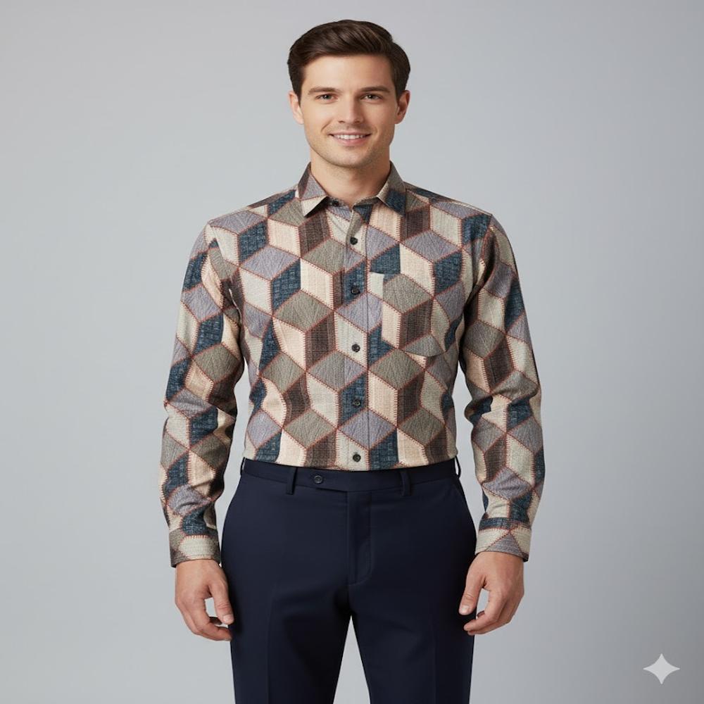 Geometric Cube Design Fabric - Application: Garment Making