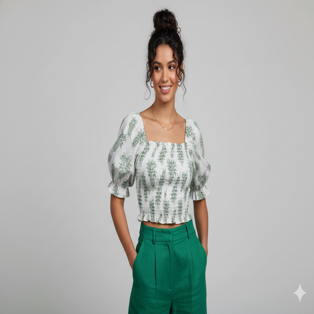 Pineapple Print Fabric ,white fabric