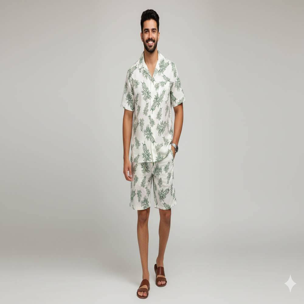 Pineapple Print Fabric ,white fabric