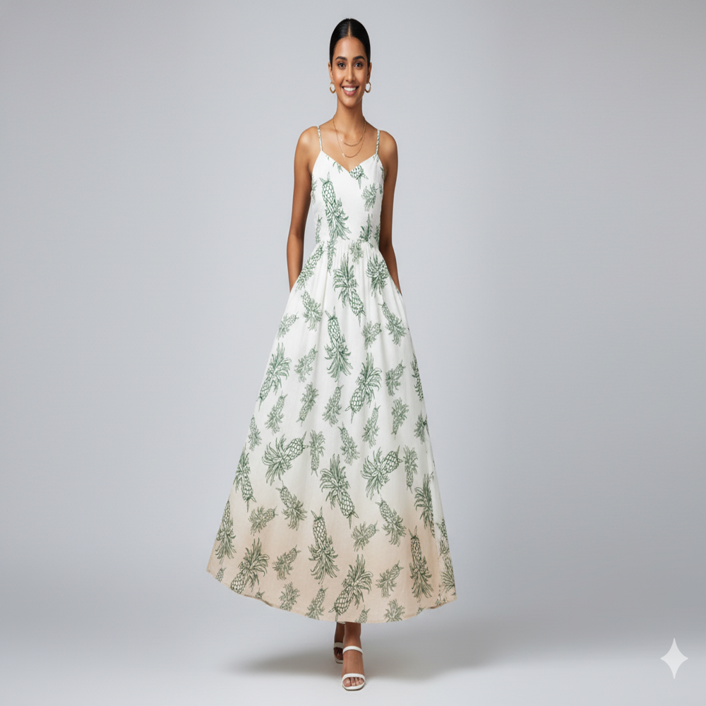 Pineapple Print Fabric ,white fabric