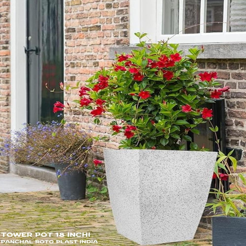 Tower flower pot marble look 18 inchi