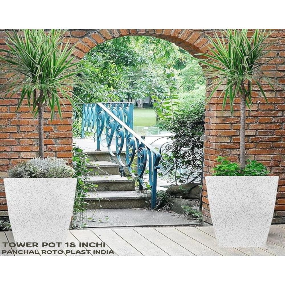 Tower flower pot marble look 18 inchi