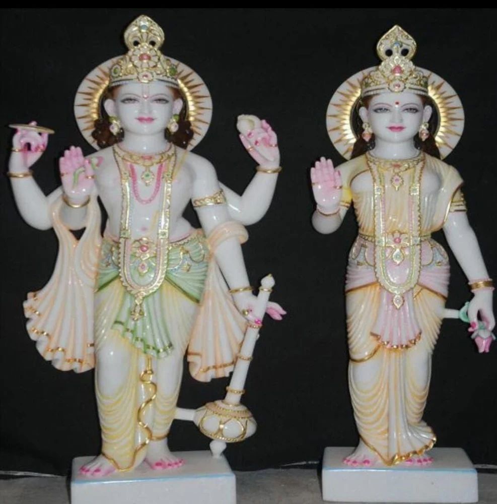 Polished Marble Laxmi Narayan Statue - Material: Requirement Based