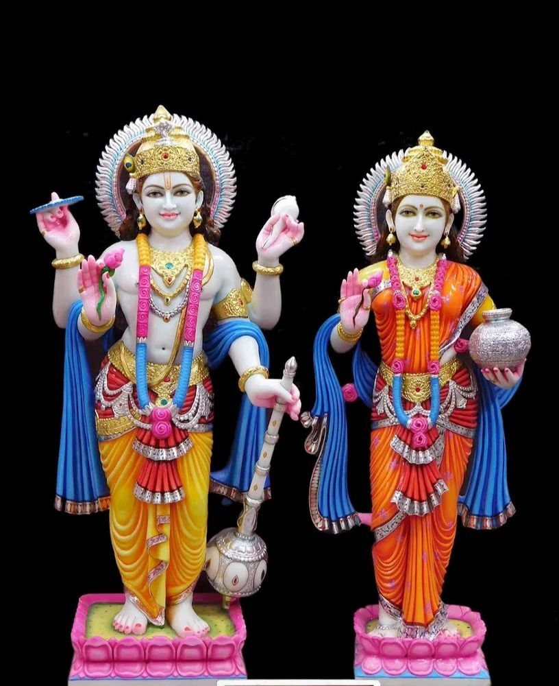 Polished Marble Laxmi Narayan Statue - Material: Requirement Based