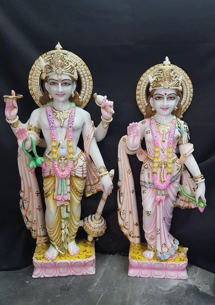 Polished Marble Laxmi Narayan Statue - Material: Requirement Based