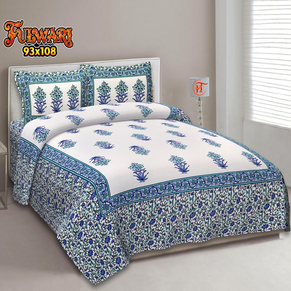 FULWARI Jaipuri Printed Design Bed Sheet