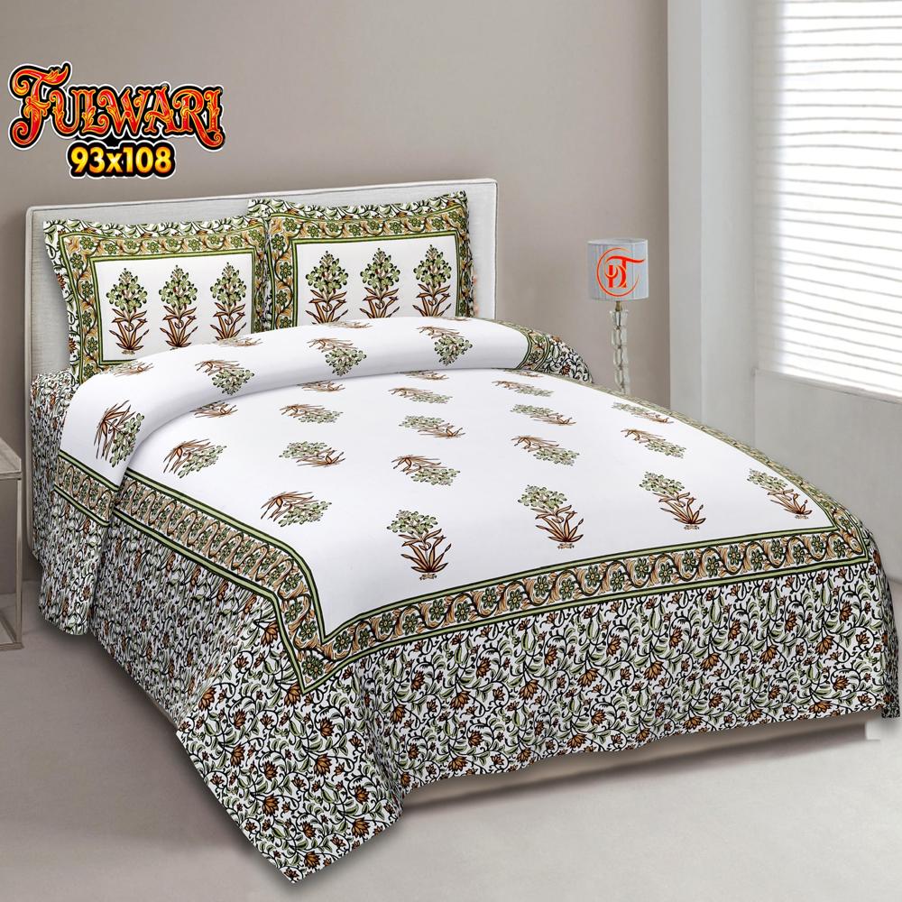 FULWARI Jaipuri Printed Design Bed Sheet