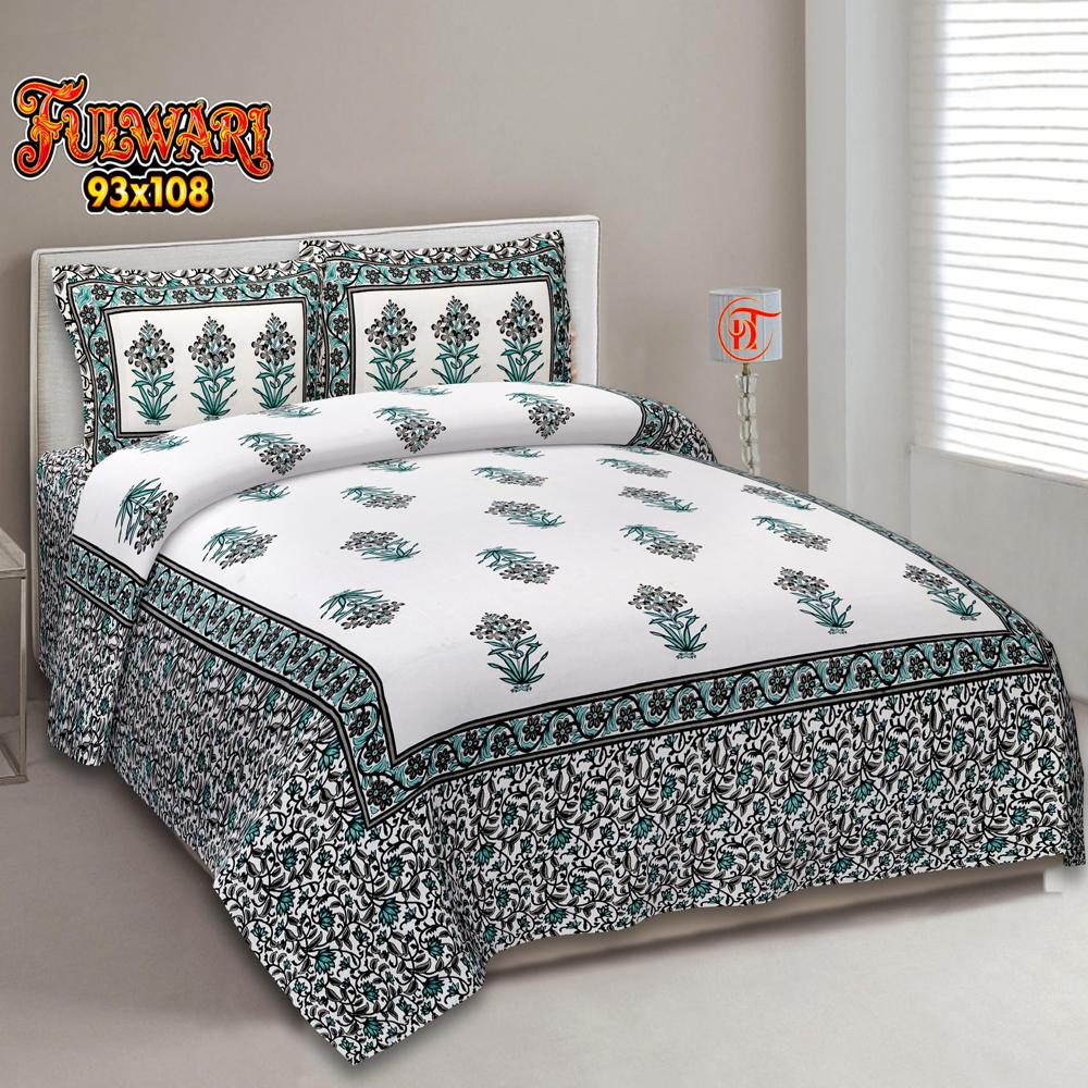 FULWARI Jaipuri Printed Design Bed Sheet
