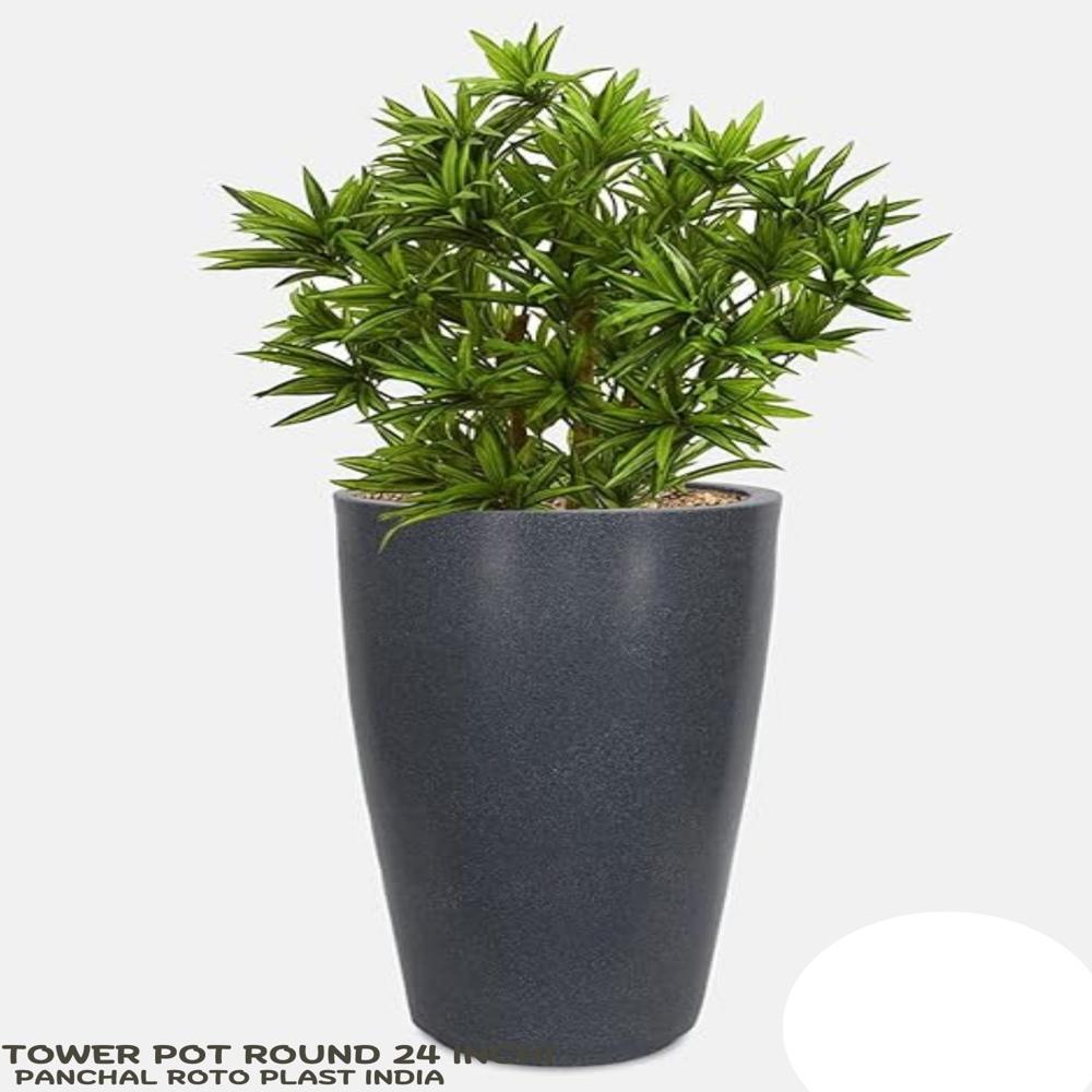 Round Cylindrical Flower Pot 24 Inchi - Color: Black