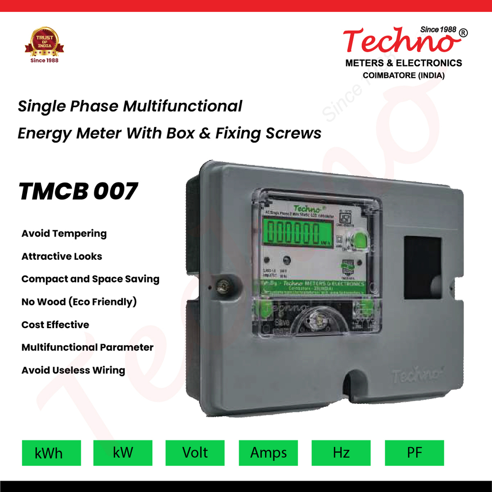 Techno Single Phase Wall Mount Energy Meter - Color: Gray