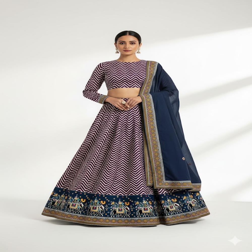 Banarasi Tissue Gold Ikat-style Print fabric