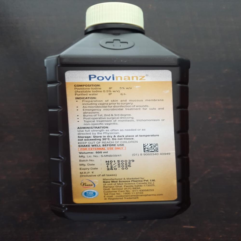 POVIDONE IODINE SOLUTION IP 5% 500 ML