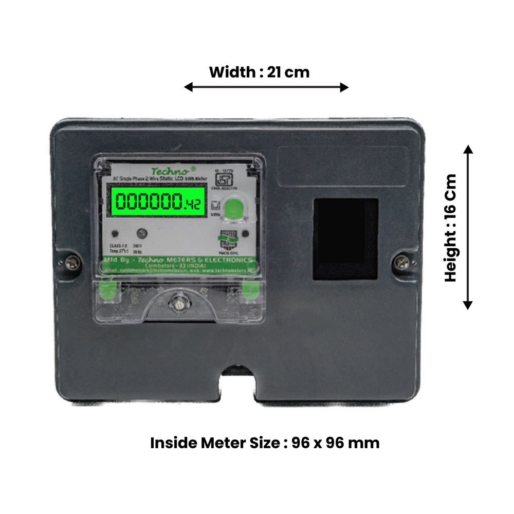 Gray Techno Single Phase Energy Meter With Box