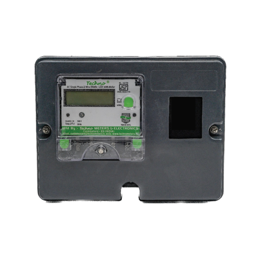 Gray Techno Single Phase Energy Meter With Box