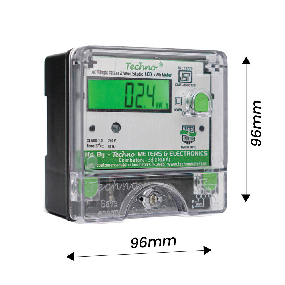 Gray Techno Single Phase Energy Meter With Box