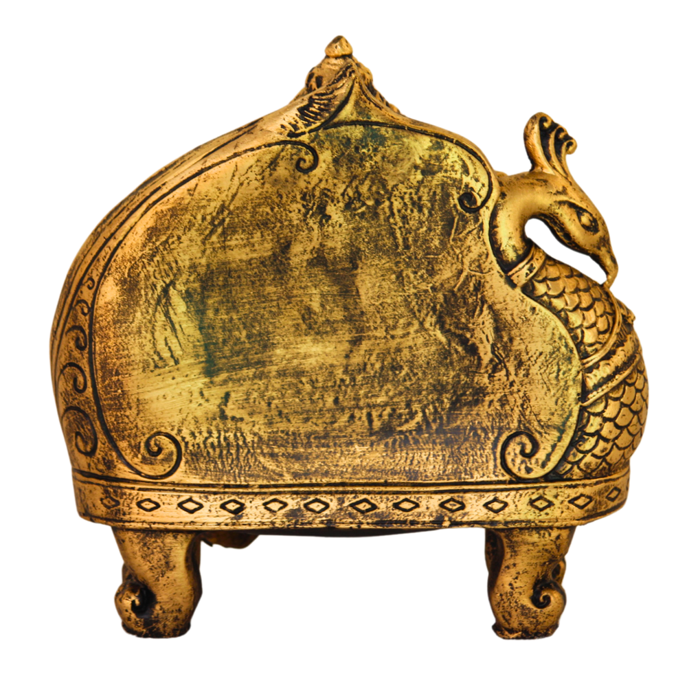 Antique Golden Color Resin Lord Ganesha Statue in Sitting Position