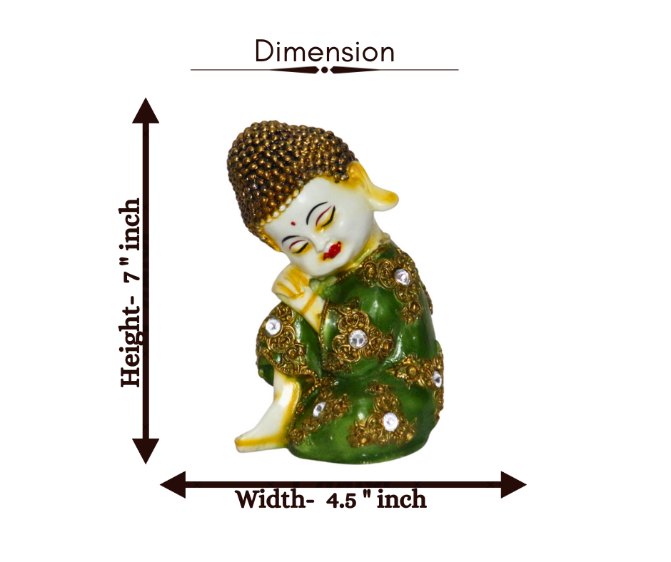 Decorative Baby Monk Buddha Statue - Resin, Different Sizes Available, Multicolor Finish, Polished Texture, Buddhism Theme