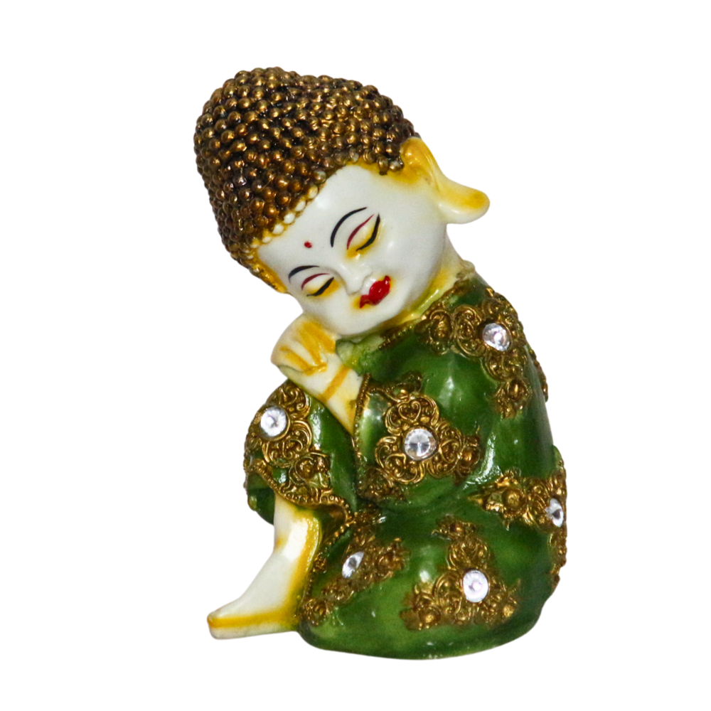 Decorative Baby Monk Buddha Statue - Resin, Different Sizes Available, Multicolor Finish, Polished Texture, Buddhism Theme