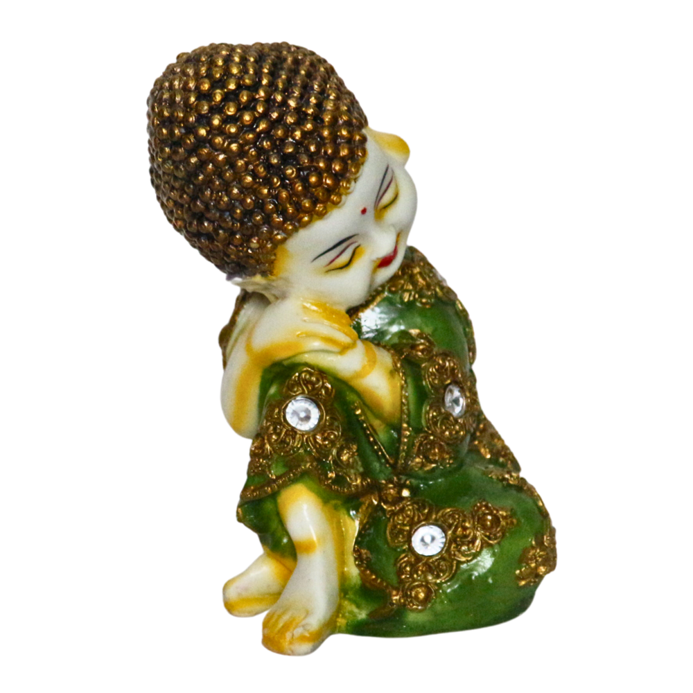 Decorative Baby Monk Buddha Statue - Resin, Different Sizes Available, Multicolor Finish, Polished Texture, Buddhism Theme