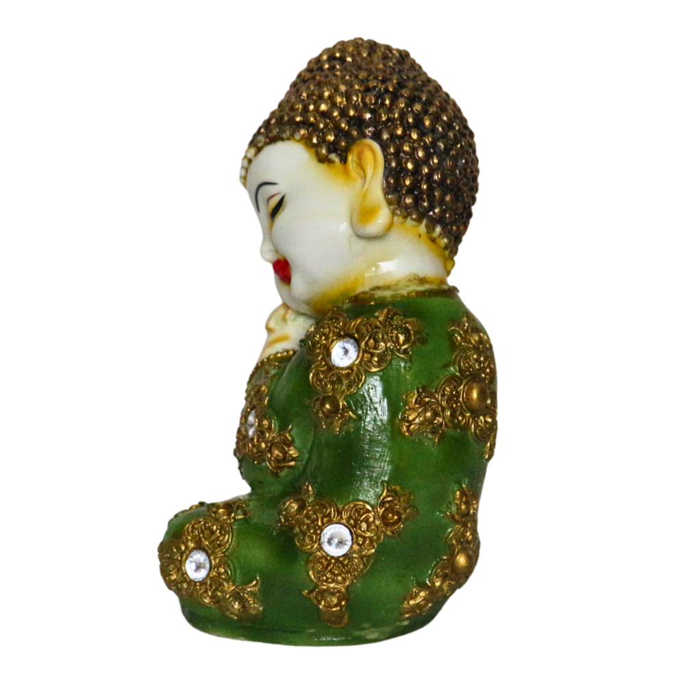 Decorative Baby Monk Buddha Statue - Resin, Different Sizes Available, Multicolor Finish, Polished Texture, Buddhism Theme