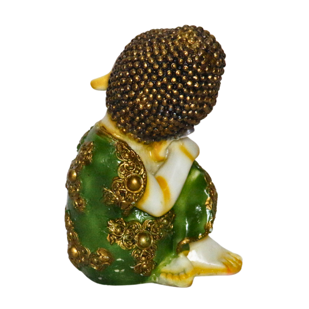 Decorative Baby Monk Buddha Statue - Resin, Different Sizes Available, Multicolor Finish, Polished Texture, Buddhism Theme