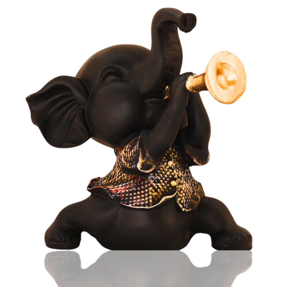 Handcrafted Resin Multi Elephant Showpiece For Decoration Item - Color: Black