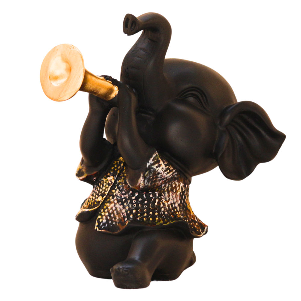 Handcrafted Resin Multi Elephant Showpiece For Decoration Item - Color: Black