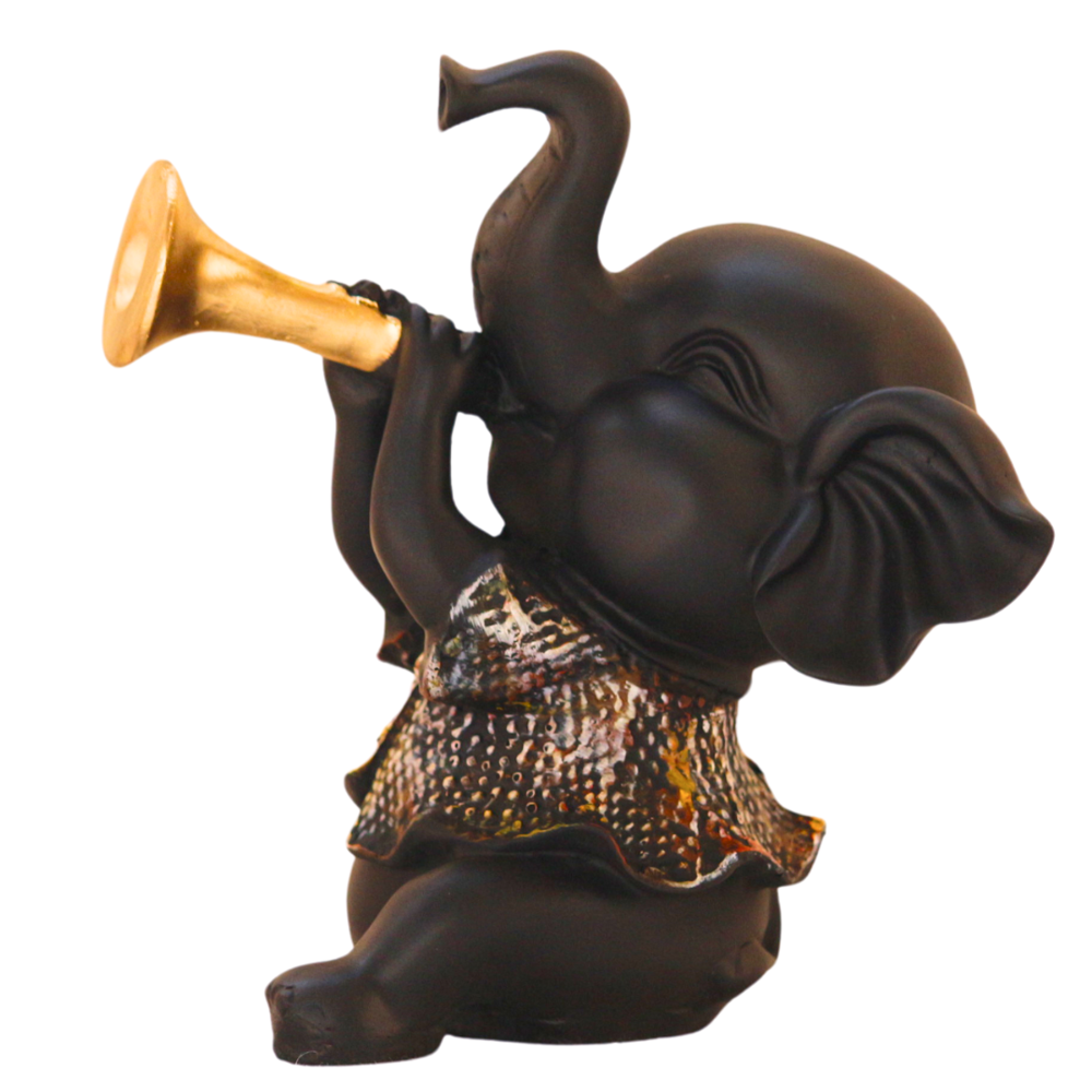 Handcrafted Resin Multi Elephant Showpiece For Decoration Item - Color: Black