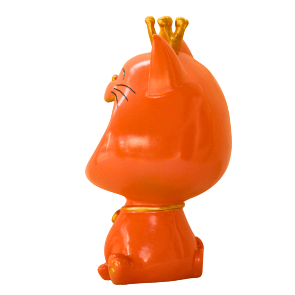 Laughing Cat Figures Statue Key Holder Bowl Coin Jewellery Tray - Color: Orange With Gold Highlights