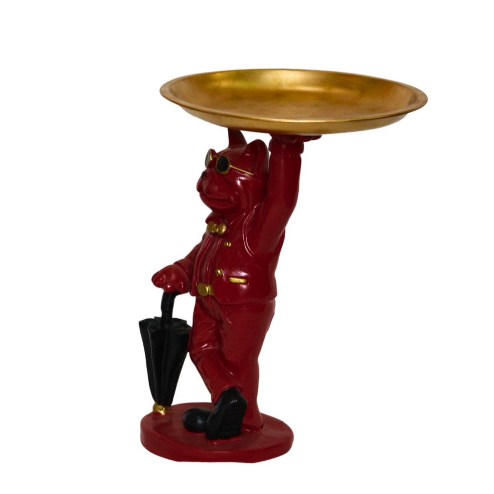 Dog Statue with Tray