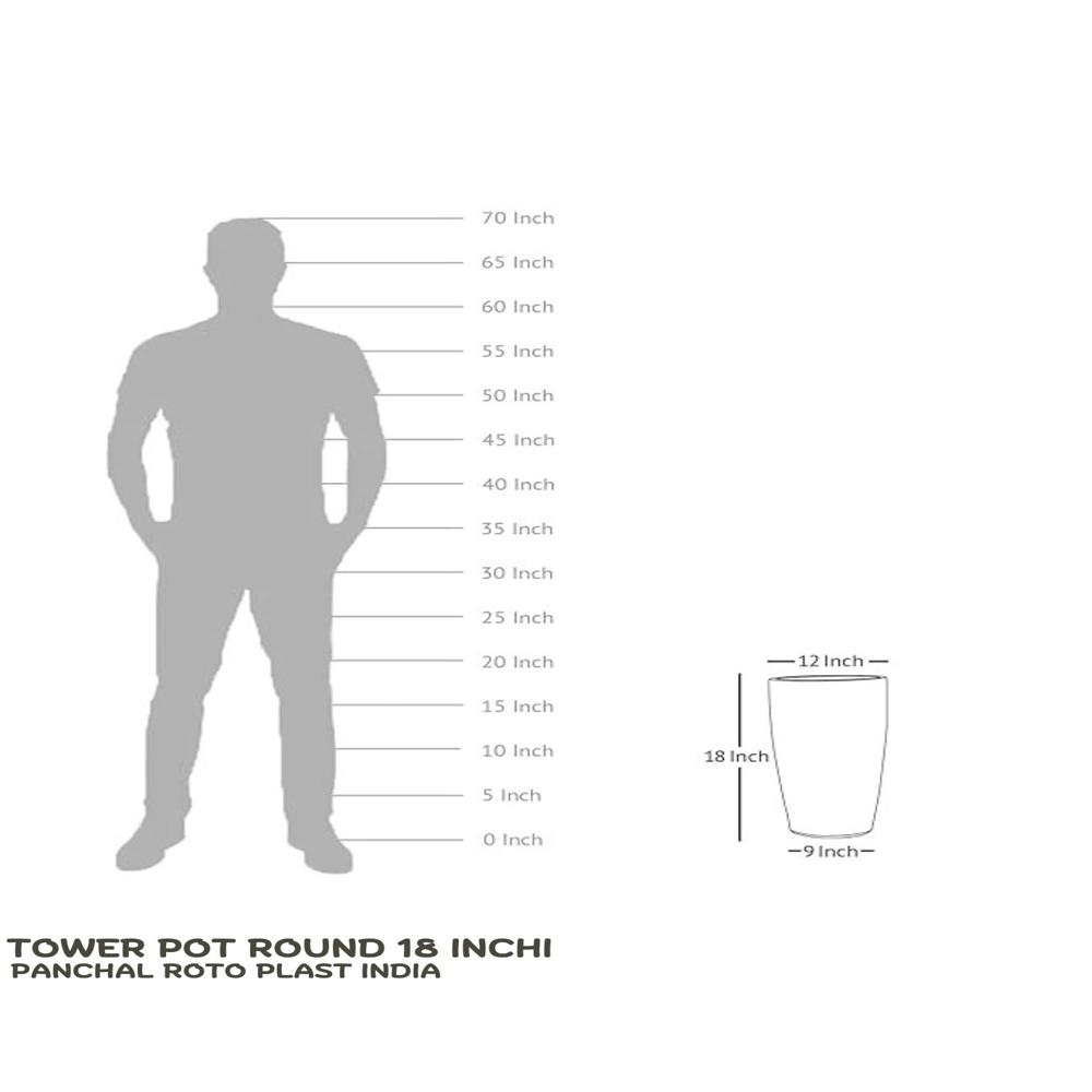 Round Tower Cylinder Type Tower 18 Inchi - Color: Black