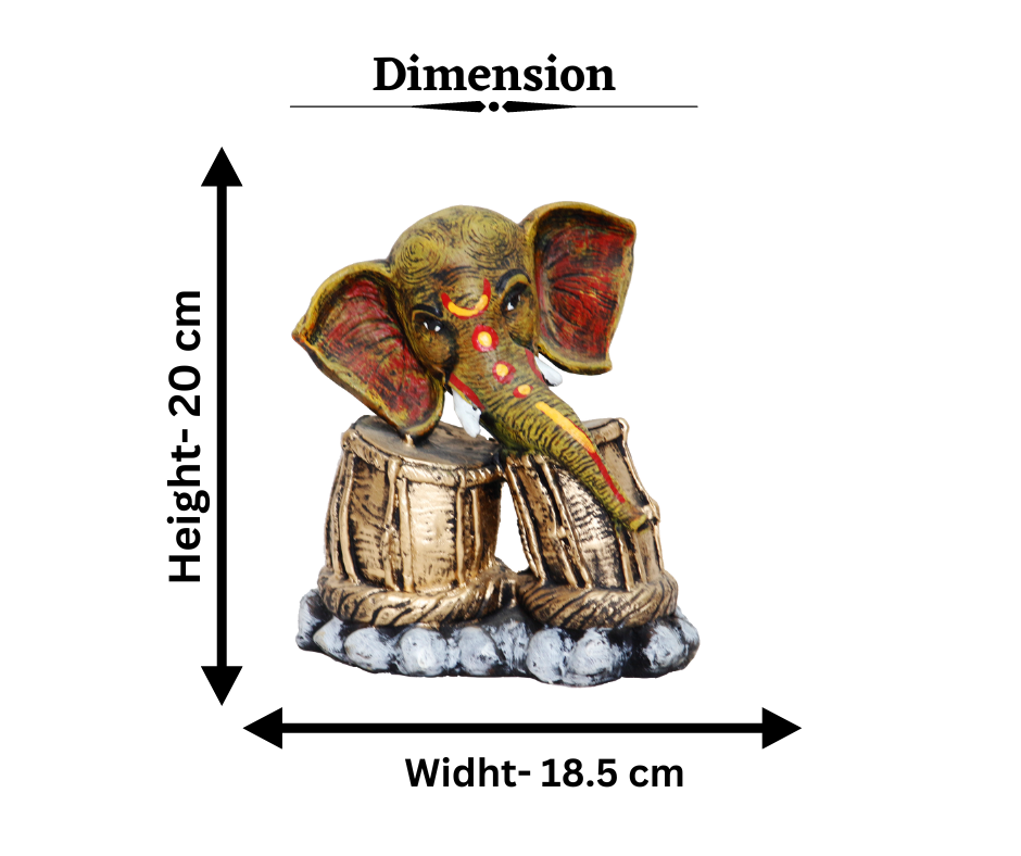 Ganesh Statue - Polyresin, 6 X 4 X 4 Inches, Multicolor Glossy Finish | Handcrafted Intricate Design, Sitting Posture, Interior Decor
