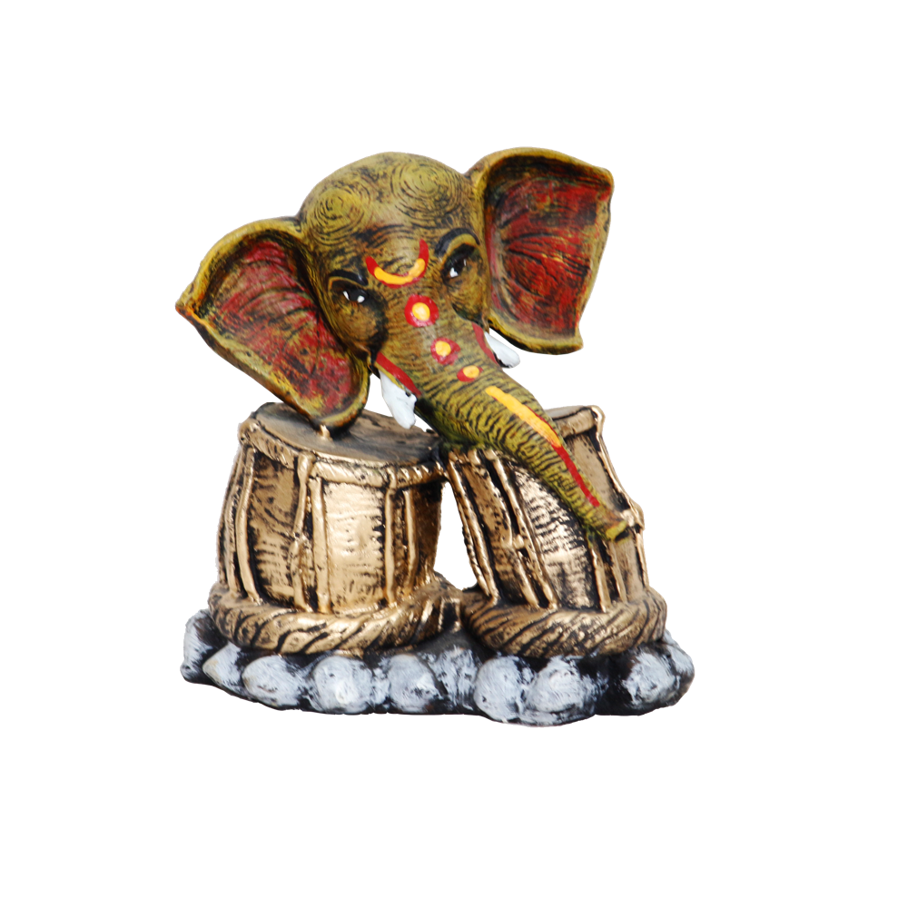 Ganesh Statue - Polyresin, 6 X 4 X 4 Inches, Multicolor Glossy Finish | Handcrafted Intricate Design, Sitting Posture, Interior Decor