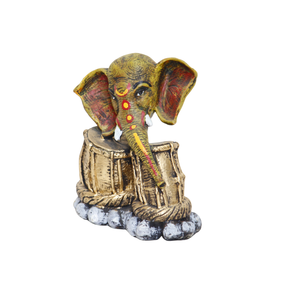 Ganesh Statue - Polyresin, 6 X 4 X 4 Inches, Multicolor Glossy Finish | Handcrafted Intricate Design, Sitting Posture, Interior Decor