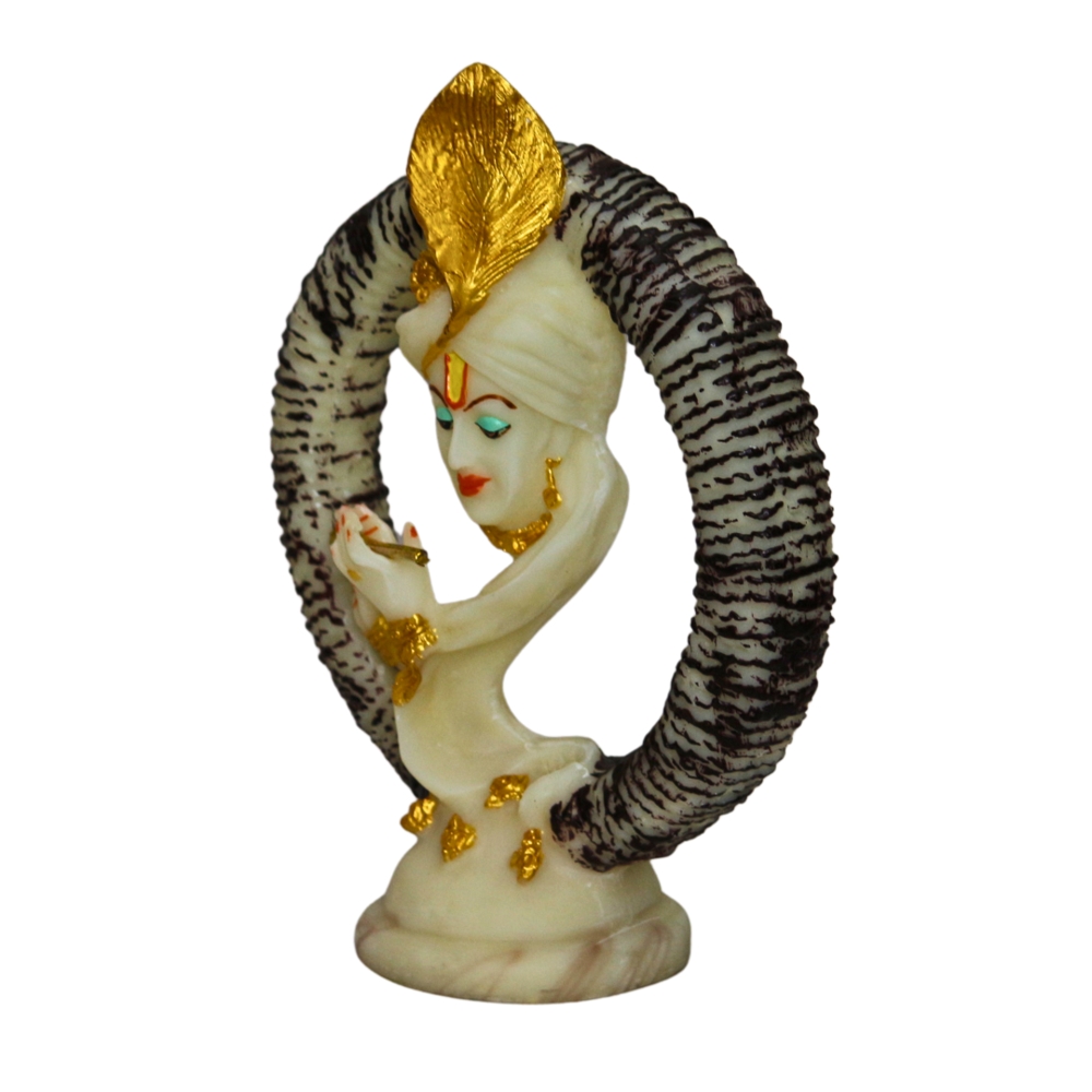 Krishna Playing Flute Statue - Color: White