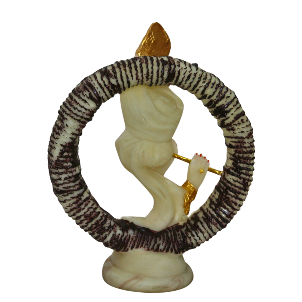 Krishna Playing Flute Statue - Color: White
