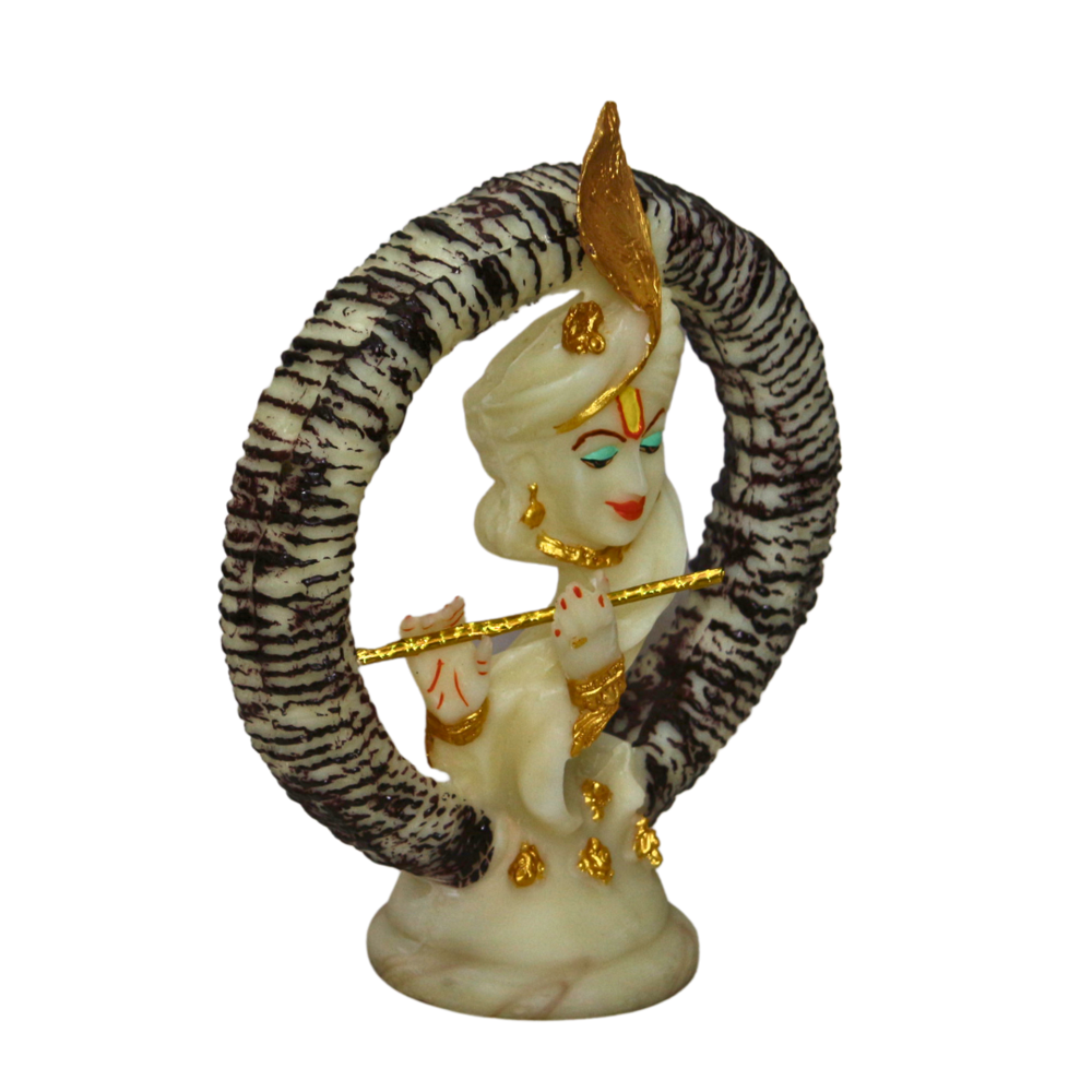 Krishna Playing Flute Statue - Color: White